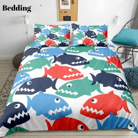 Image of Cartoon Shark Bedding Set - Beddingify