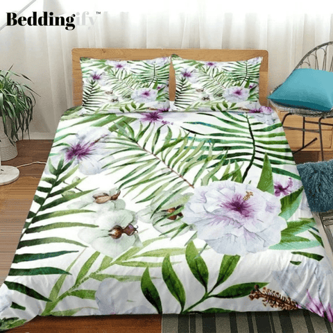 Image of Pretty Flowers with Leaves Bedding Set - Beddingify