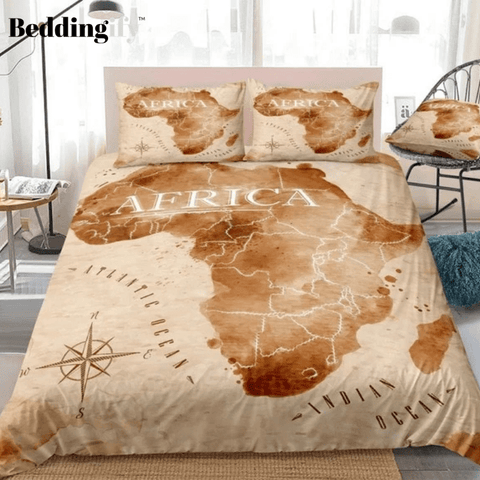 Image of Colorful Watercolor Abstract Africa Map Bedding Set - Beddingify