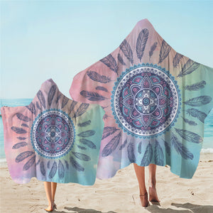 Feathery Mandala Wheel Dreamy Hooded Towel