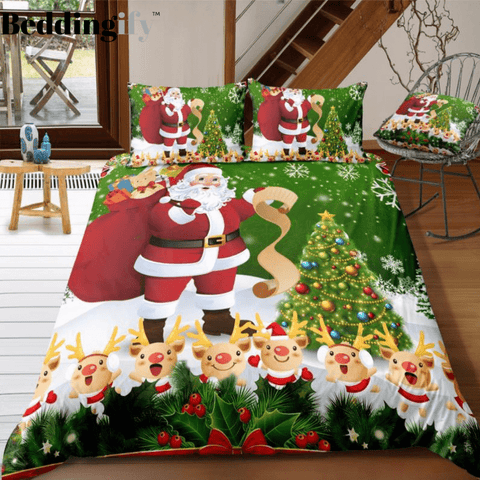 Image of Santa Claus and Merry Xmas Bedding Set - Beddingify