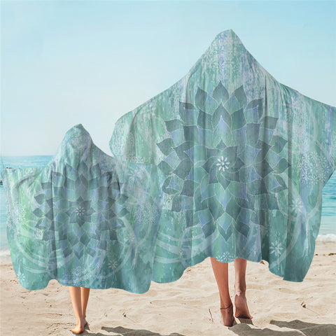 Image of Mandala Motif Mint Hooded Towel