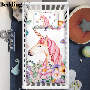 Flower Unicorn Lady Crib Bedding Set - Beddingify