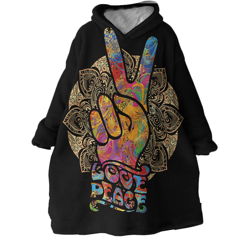 Image of Love & Peace Handsign SWLF0464 Hoodie Wearable Blanket