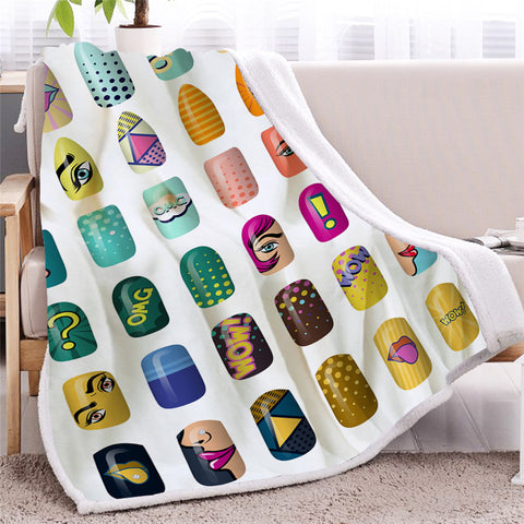 Image of Nails Themed Sherpa Fleece Blanket