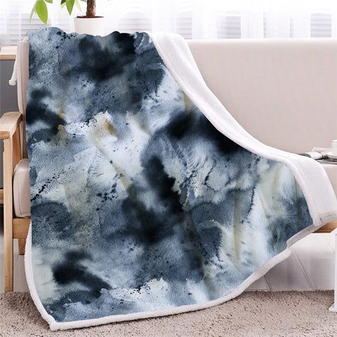 Image of Black Grey White Tie Dye Sherpa Fleece Blanket - Beddingify