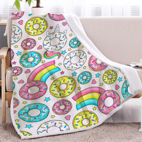 Image of Cute Donut Themed Sherpa Fleece Blanket