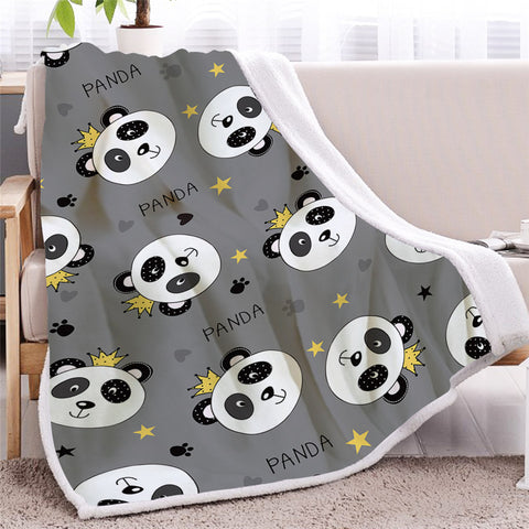 Image of Crown Panda Patterns Sherpa Fleece Blanket