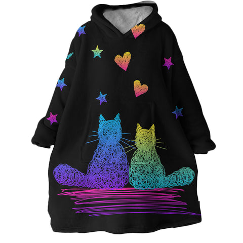 Image of Cat Couple SWLF1746 Hoodie Wearable Blanket