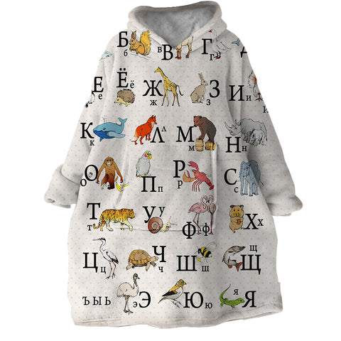 Image of Slavic Animal Alphabet SWLF0492 Hoodie Wearable Blanket