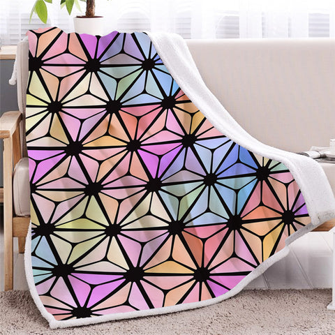 Image of Geometric Colored Glass Sherpa Fleece Blanket