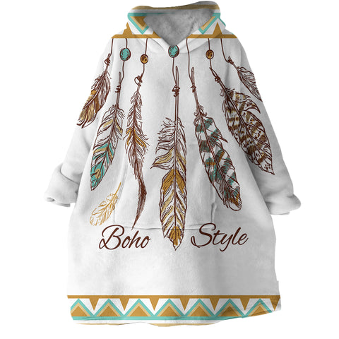 Image of Boho Feathers SWLF1649 Hoodie Wearable Blanket