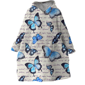 Blue Monarch Letter SWLF0989 Hoodie Wearable Blanket