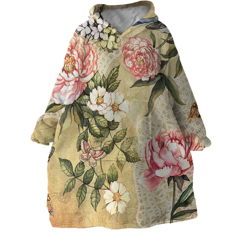 Image of Vintage Flowers SWLF2232 Hoodie Wearable Blanket