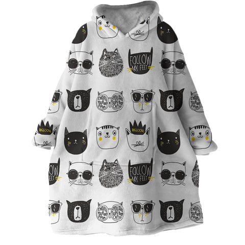 Image of Cat Sketches SWLF2472 Hoodie Wearable Blanket