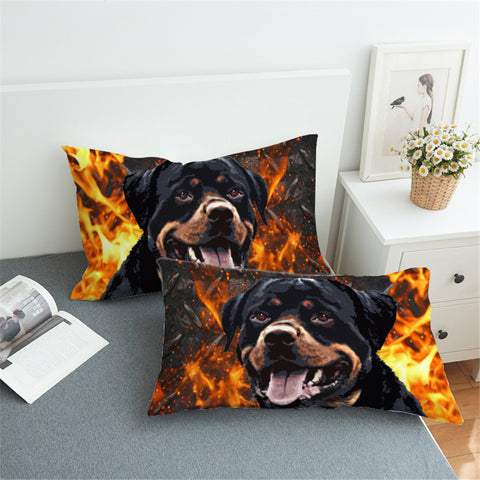 Image of Bulldog Flaming Themed Pillowcase