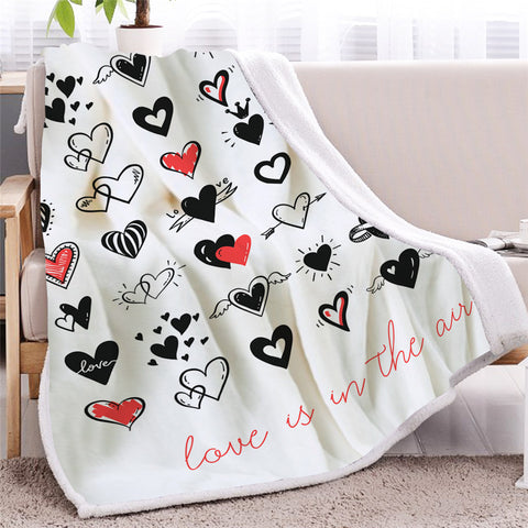 Image of Love Heart Sherpa Fleece Blanket