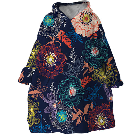 Image of Nocturnal Flowers SWLF0643 Hoodie Wearable Blanket