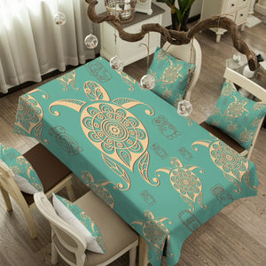 Turtles in Turquoise Tablecloth - Beddingify
