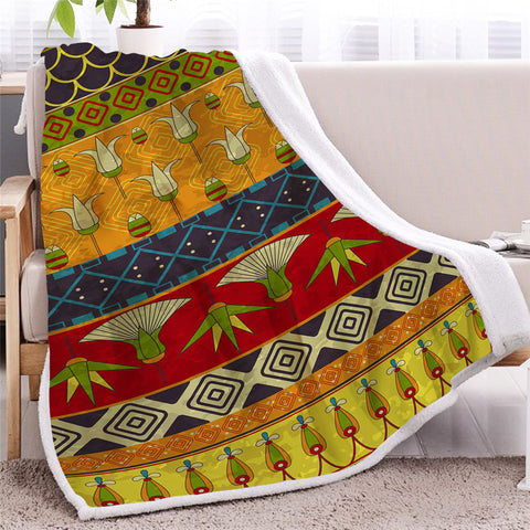 Image of Ethnic Textile Sherpa Fleece Blanket