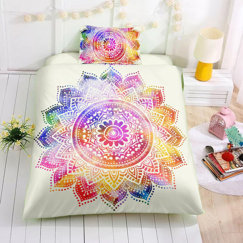 Image of Mutilcolor Lotus Mandala Pattern Bedding Set - Beddingify