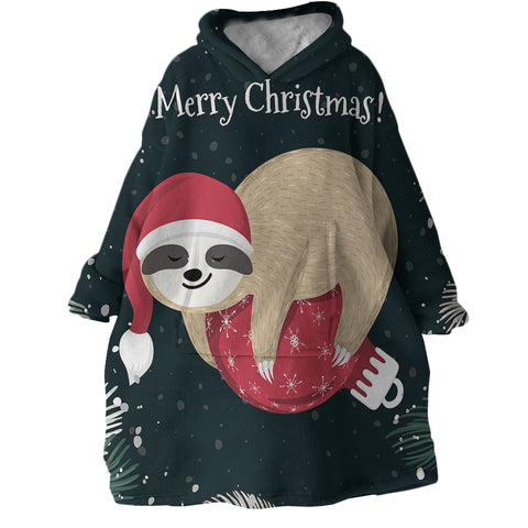 Image of Santa Sloth SWLF2416 Hoodie Wearable Blanket