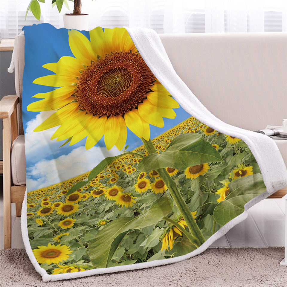 3D Sunflower Sherpa Fleece Blanket