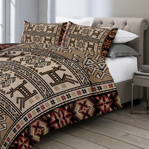 Image of Aztec Designs Brown Bedding Set - Beddingify
