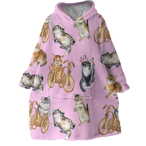 Image of Cat Patterns SWLF1298 Hoodie Wearable Blanket