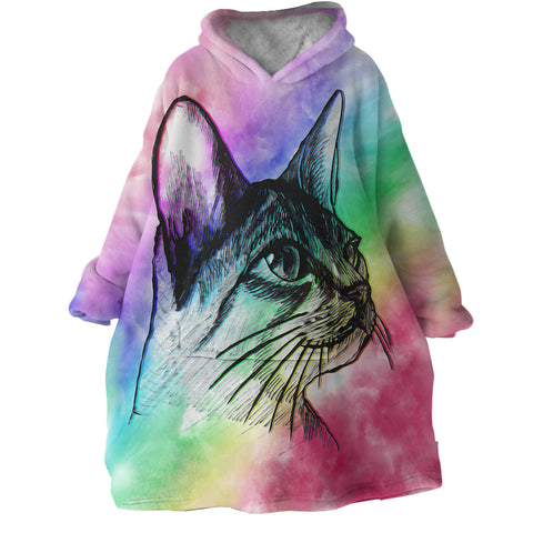 Image of Kitty Sketch SWLF1386 Hoodie Wearable Blanket