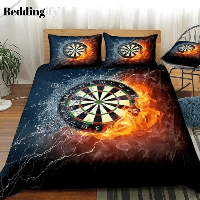 Darts Board on Fire and Water Bedding Set - Beddingify