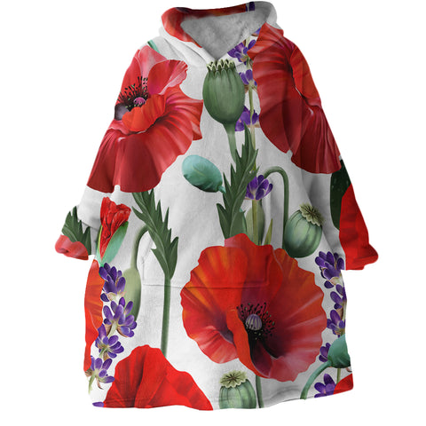 Image of Red Poppy SWLF2796 Hoodie Wearable Blanket