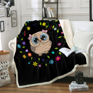 Cute Owl Sherpa Fleece Blanket - Beddingify