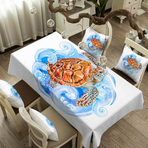 Image of Sea Turtle Waves Tablecloth - Beddingify