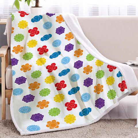 Image of Chakra Icons Themed Sherpa Fleece Blanket