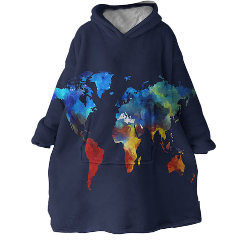 Image of World Map SWLF1907 Hoodie Wearable Blanket