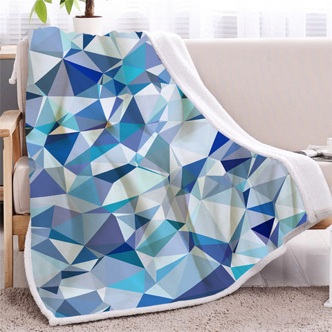 Image of Blue Geometric Themed Sherpa Fleece Blanket