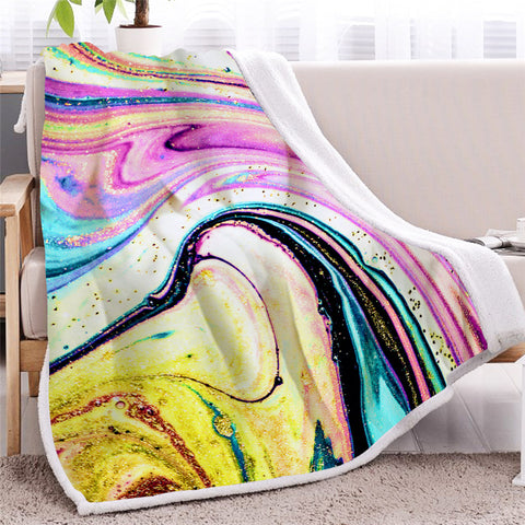 Image of Watercolor Marble Themed Sherpa Fleece Blanket