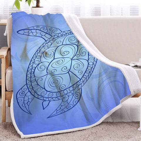 Image of Blue Turtle Sherpa Fleece Blanket