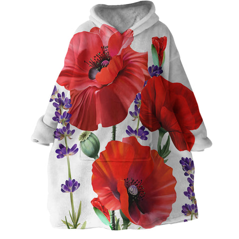 Image of Red Poppy SWLF2797 Hoodie Wearable Blanket
