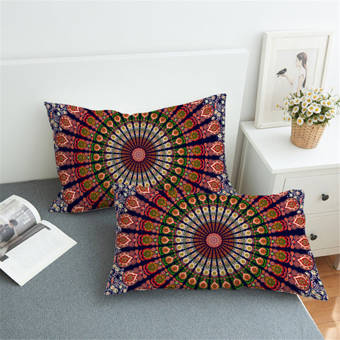 Image of Spiritual Reddish Mandala Pillowcase