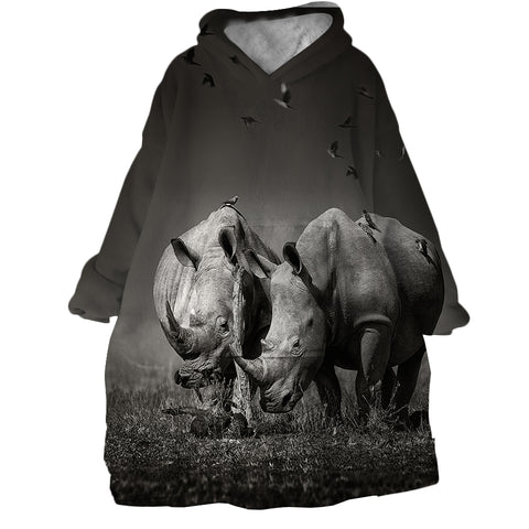 Image of 3D Rhinos SWLF0500 Hoodie Wearable Blanket