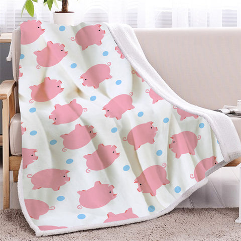 Image of Pink Pigs Sherpa Fleece Blanket