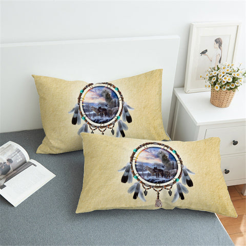 Image of Wolf Pack Dream Catcher Pillowcase