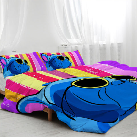 Image of Blue Bulldog Bedding Set - Beddingify