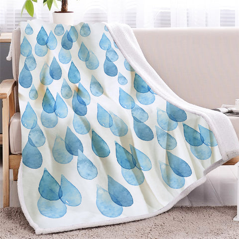 Image of Blue Drops Sherpa Fleece Blanket - Beddingify