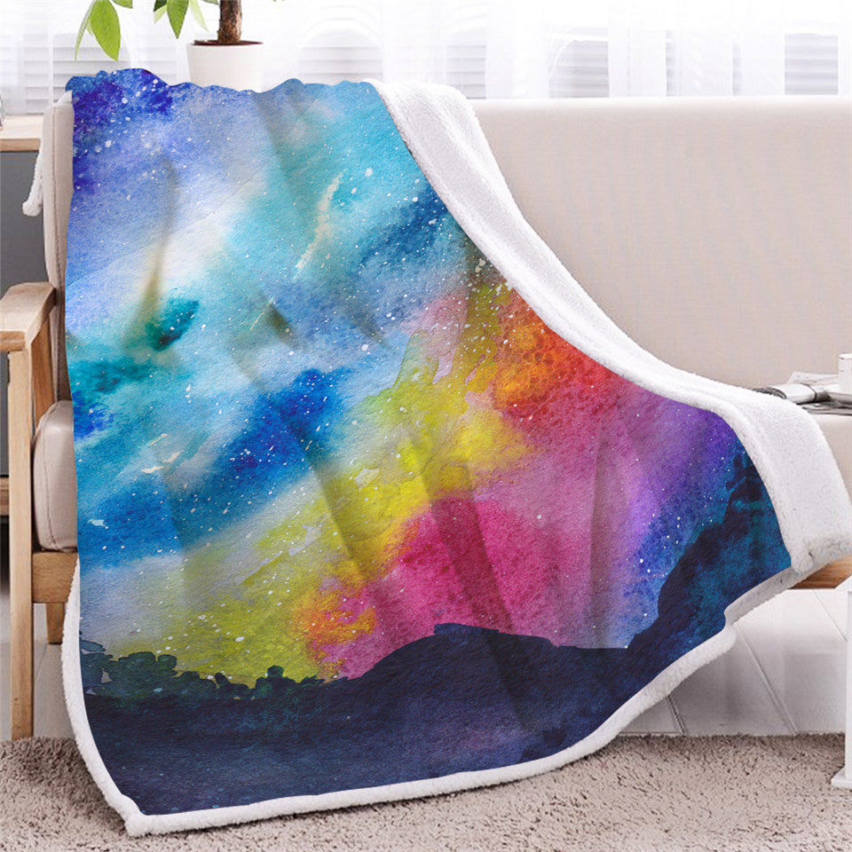Colorful Universe Sherpa Fleece Blanket