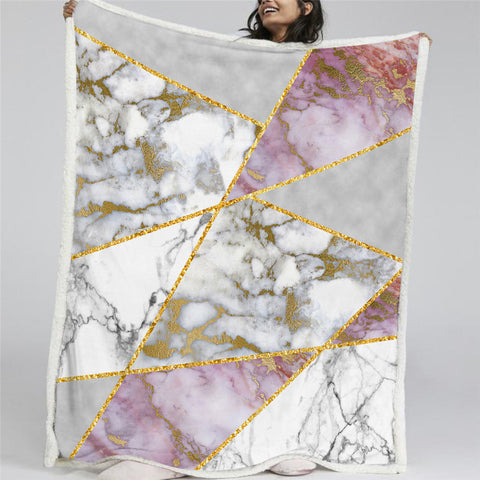 Image of Marble Themed Sherpa Fleece Blanket - Beddingify