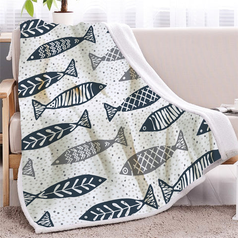 Image of Fish Pattern Sherpa Fleece Blanket - Beddingify