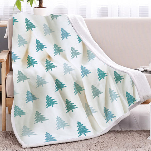 Image of Christmas Trees Themed BLMT2444 Sherpa Fleece Blanket